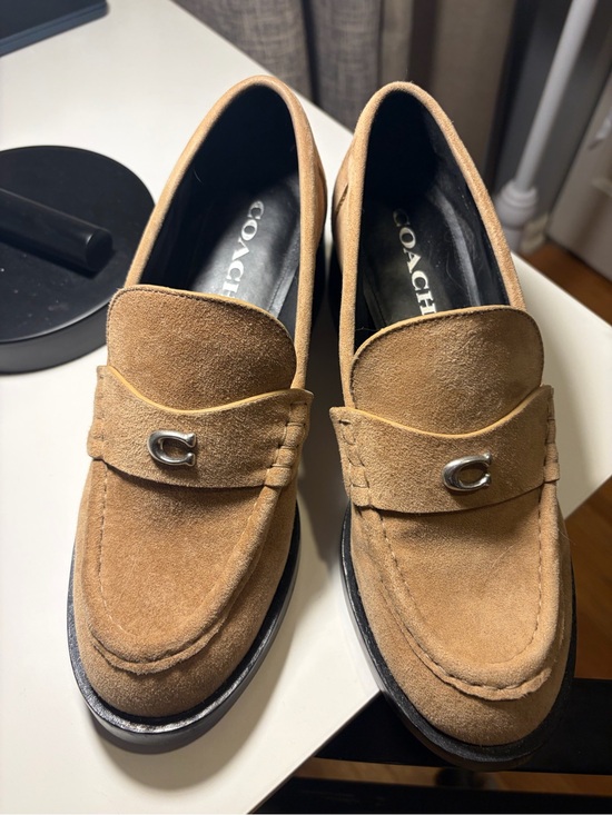 Coach Shoes - Coach Tan Suede Women's Penny Loafers with Silver Accent